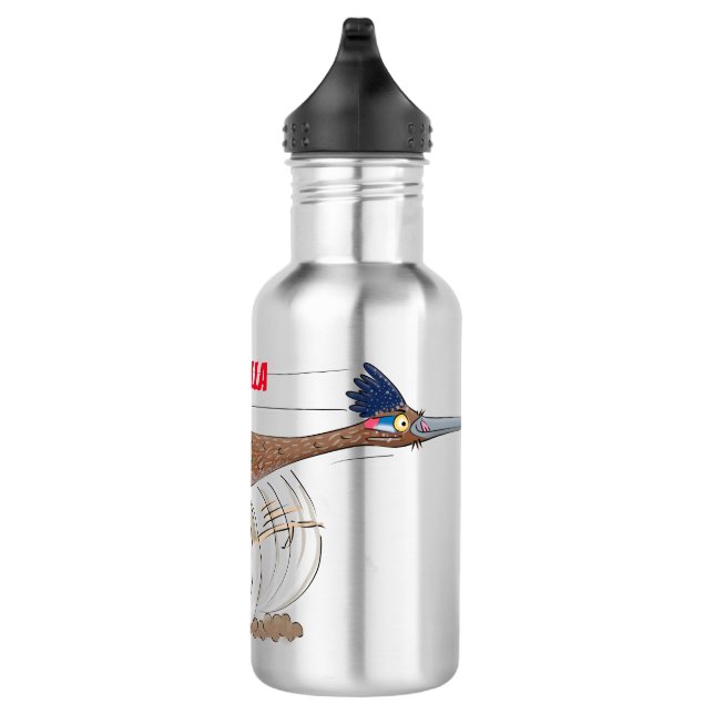 Cartoon-Illustration von Funny Roadrunner Edelstahlflasche (Rechts)