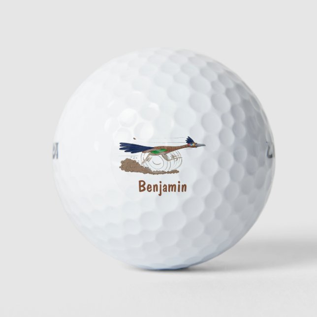 Cartoon-Illustration von Funny Roadrunner Golfball (Vorderseite)