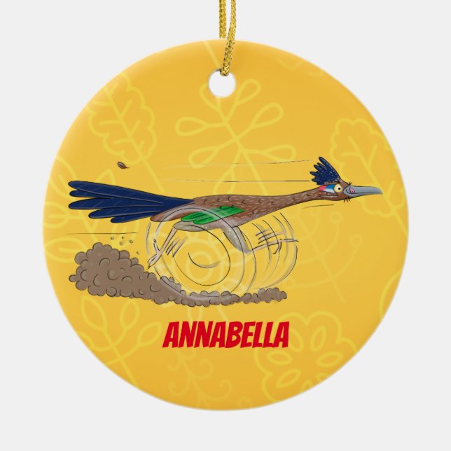 Cartoon-Illustration von Funny Roadrunner Keramik Ornament (Vorne)