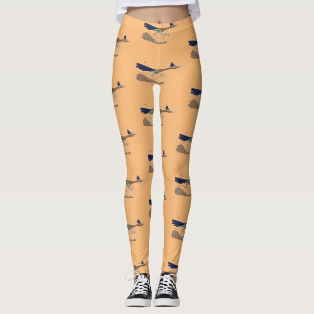 Cartoon-Illustration von Funny Roadrunner Leggings (Vorderseite)