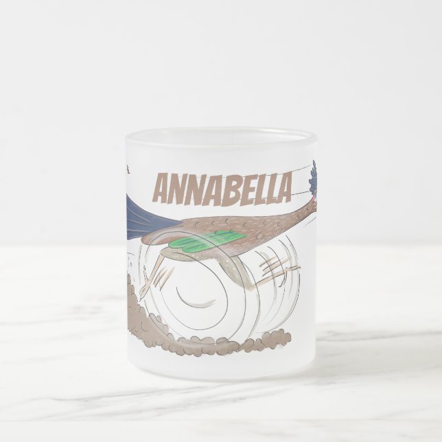 Cartoon-Illustration von Funny Roadrunner Mattglastasse (Mittel)