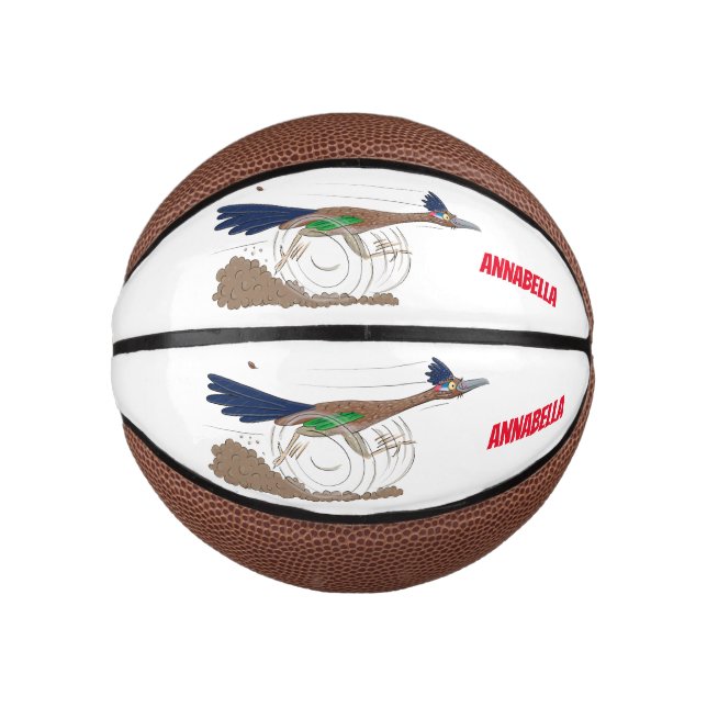 Cartoon-Illustration von Funny Roadrunner Mini Basketball (Vorderseite)