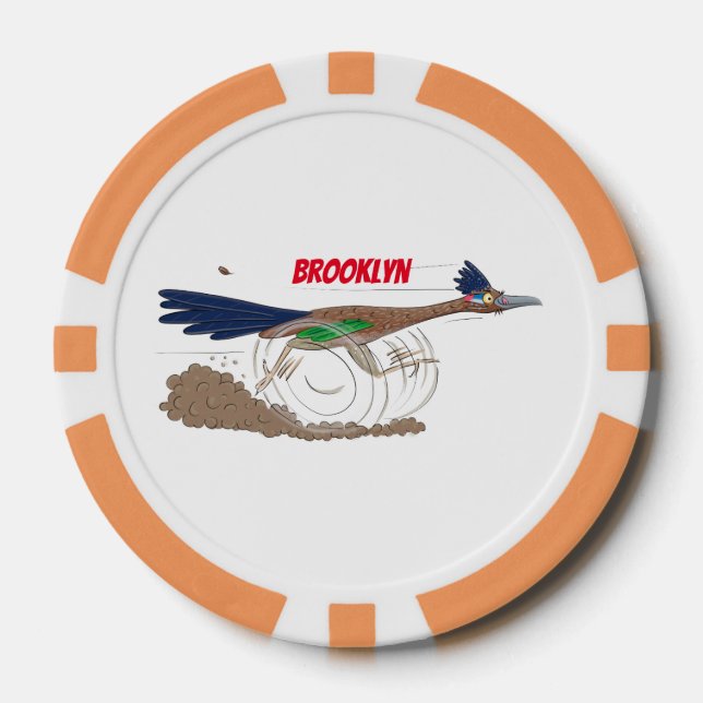 Cartoon-Illustration von Funny Roadrunner Pokerchips (Vorderseite)