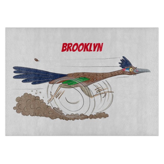 Cartoon-Illustration von Funny Roadrunner Schneidebrett (Vorderseite)