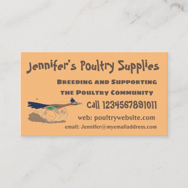 Cartoon-Illustration von Funny Roadrunner Visitenkarte (Vorderseite)