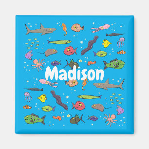 Cartoon-Illustration von Wolkenseebewohnern Magnet