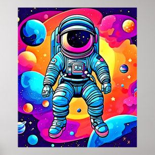 Cartoon im pulsierenden Weltraum Kunst: Astronaut  Poster