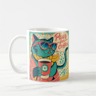 Cartoon im Retro-Stil mit überdimensionalem Sonnen Kaffeetasse