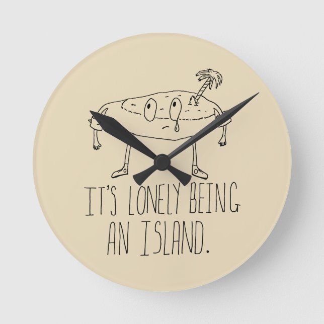 Cartoon Island Runde Wanduhr (Vorderseite)