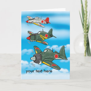 Cartoon japanische Flugzeug Grußkarte Karte