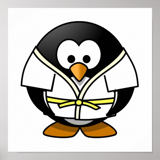 Cartoon Judo Penguin Poster (Vorne)