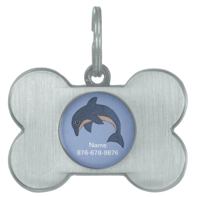 Cartoon Jumping Dolphin Dark Blue Swirl Auge Tiermarke (Vorderseite)