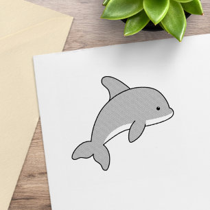 Cartoon Jumping Dolphin Gummistempel
