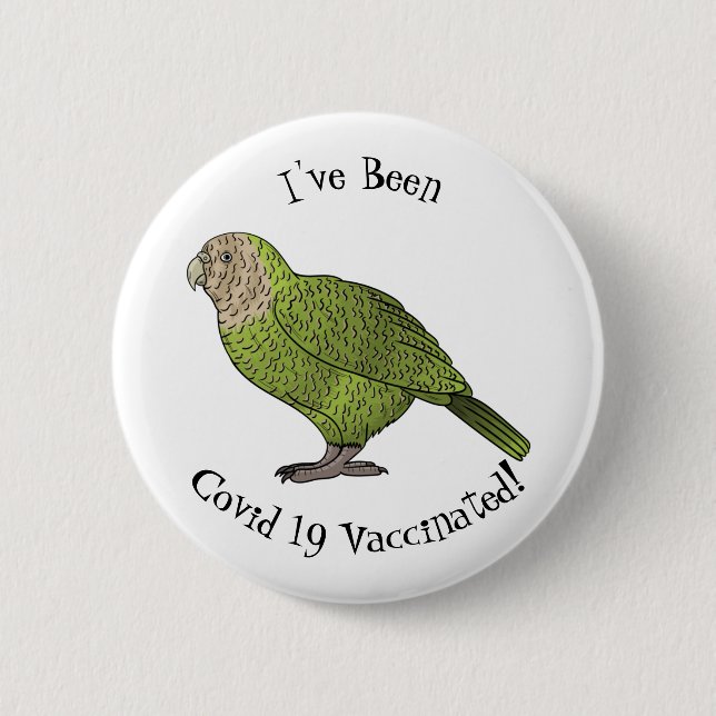 Cartoon Kakapo Button (Vorderseite)