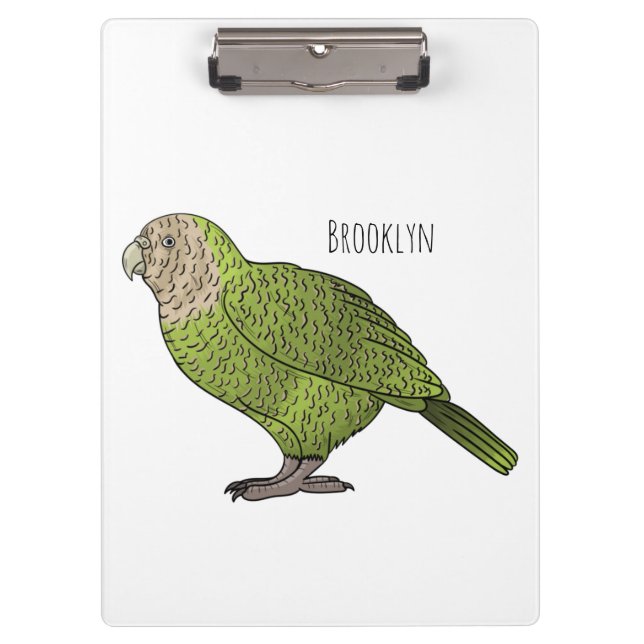 Cartoon Kakapo Klemmbrett (Vorderseite)