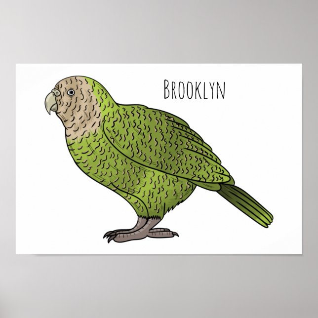 Cartoon Kakapo Poster (Vorne)