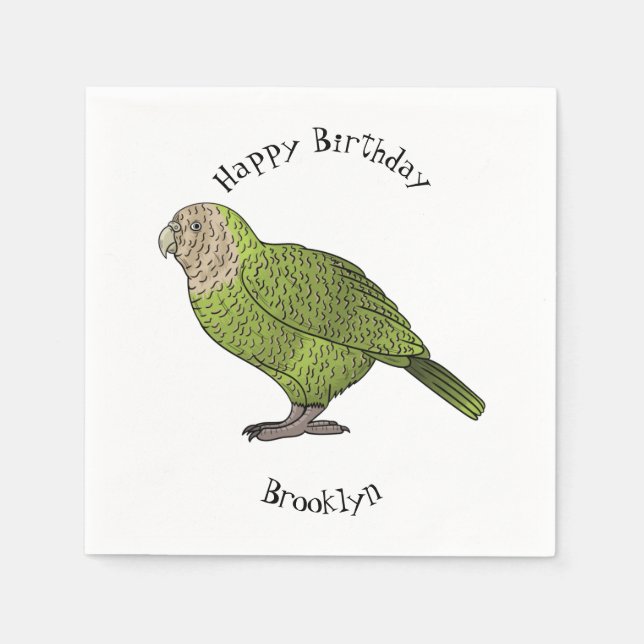 Cartoon Kakapo Serviette (Vorderseite)