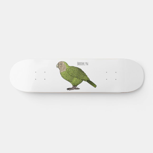 Cartoon Kakapo Skateboard (Horizontal)