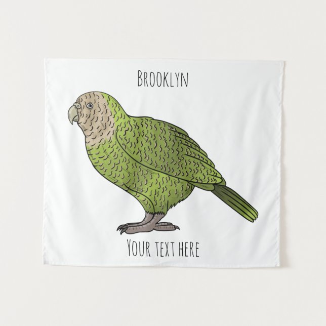 Cartoon Kakapo Wandteppich (Vorderseite (Horizontal))