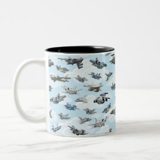 Cartoon-Kampfflugzeuge Zweifarbige Tasse