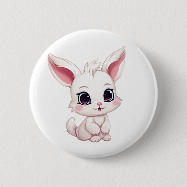 Cartoon-Kaninchen-Abbildung Button (Vorderseite)