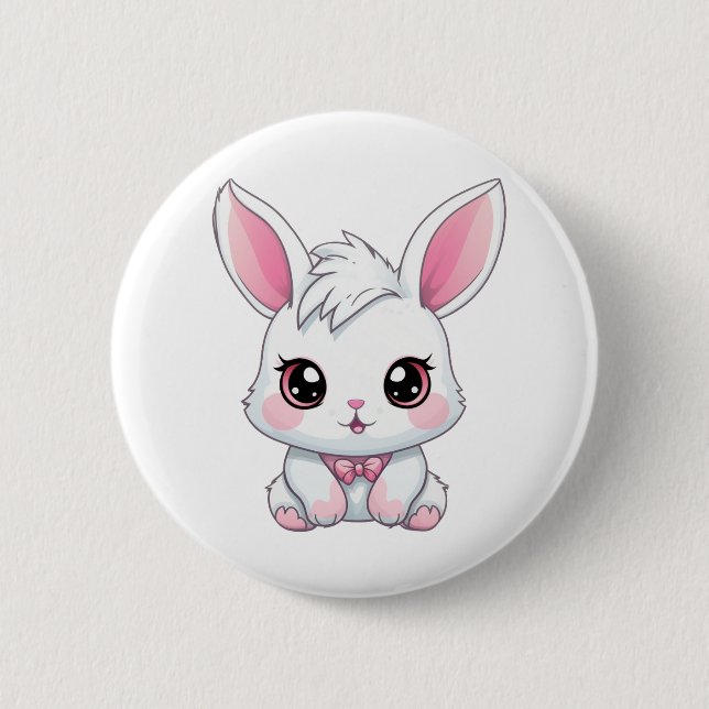 Cartoon-Kaninchen-Abbildung Button (Vorderseite)