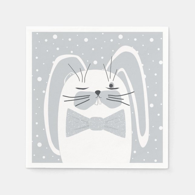 Cartoon Kaninchen, Symbol 2023. Serviette (Vorderseite)