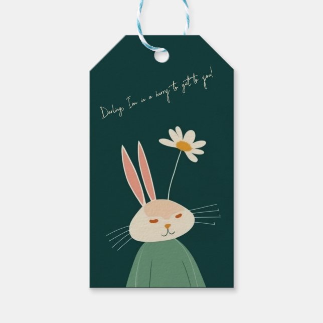 Cartoon Kaninchen, Valentinstag Geschenkanhänger (Vorderseite)