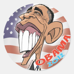 Cartoon-Karikatur Barack Obama Aufkleber-(20 Satz) Runder Aufkleber