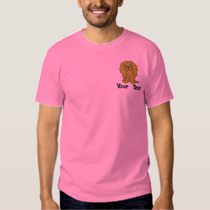 Cartoon-karminroter unbekümmerter Königcharles Besticktes T-Shirt