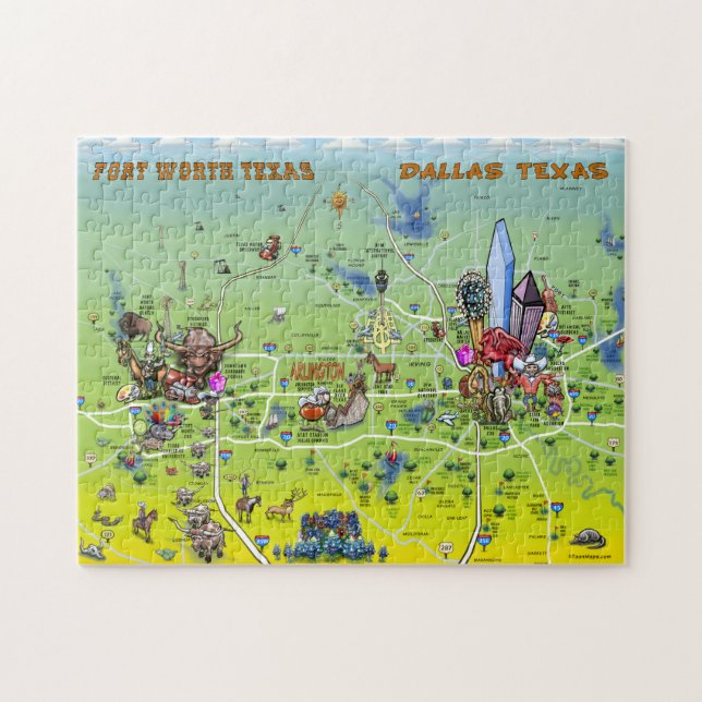 Cartoon-Karte Dallas Fort Worth (Horizontal)
