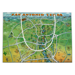 Cartoon-Karte San Antonio Texas Große Geschenktüte