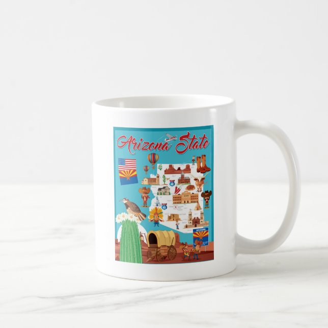 Cartoon-Karte von Arizona Kaffeetasse (Rechts)