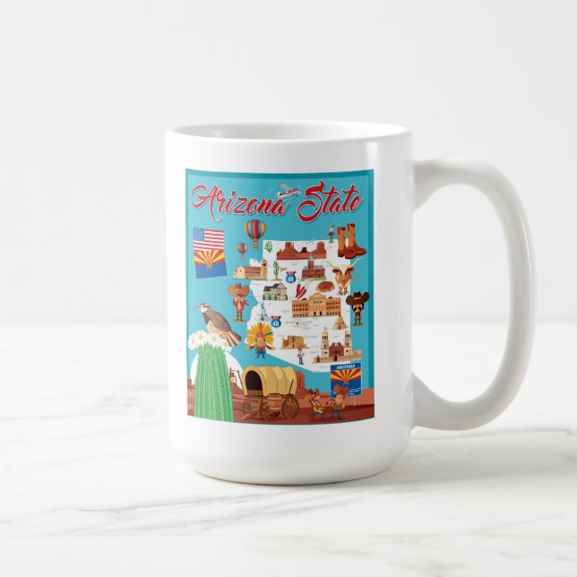 Cartoon-Karte von Arizona Kaffeetasse (Rechts)
