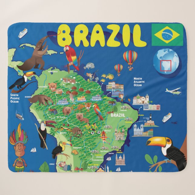 Cartoon-Karte von Brasilien Sherpadecke (Vorderseite (Horizontal))