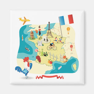 Cartoon-Karte von Frankreich Magnet