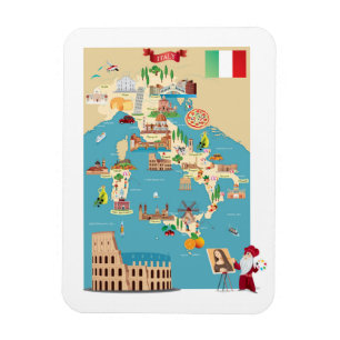 Cartoon-Karte von Italien Magnet