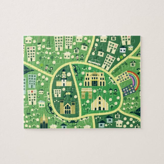 Cartoon-Karte von Mailand-Puzzlespiel (Horizontal)