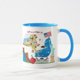 Cartoon-Karte von New- YorkStaat Tasse