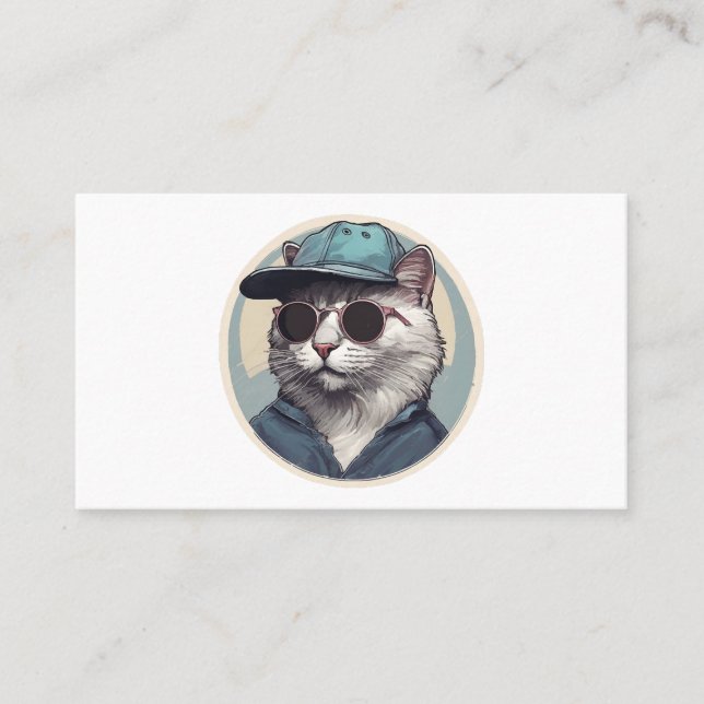 Cartoon Katze mit Sonnenbrille Visitenkarte (Vorderseite)