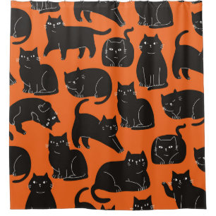 Cartoon Katzen Handgezeichnetes Muster Duschvorhang