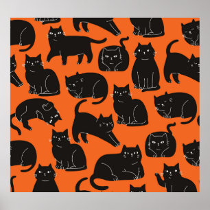 Cartoon Katzen Handgezeichnetes Muster Poster