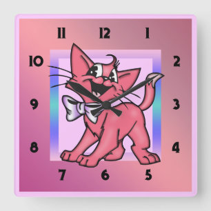Cartoon-Katzen-Wand-Uhr Quadratische Wanduhr