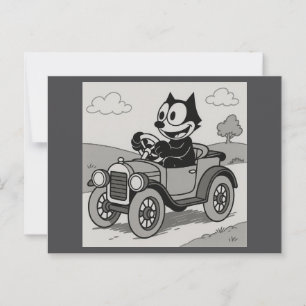 Cartoon Katzenwagen Postkarte