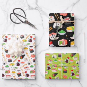 Cartoon kawaii sushi Emoji face Geschenkpapier Set