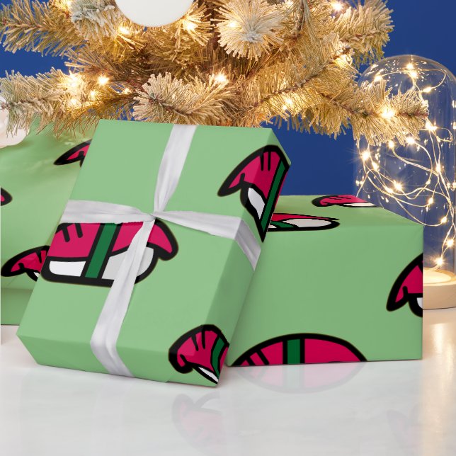 Cartoon Kawaii Sushi, Fischreis & Algenwelpen Geschenkpapier (Feiertage)
