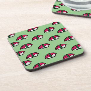 Cartoon Kawaii Sushi, Fischreis und Meeresalgen Getränkeuntersetzer