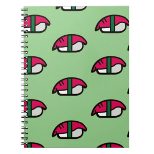 Cartoon Kawaii Sushi, Fischriese & Seetang-Noteboo Notizblock