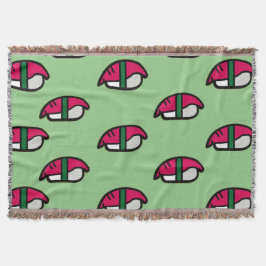 Cartoon Kawaii Sushi, Fischriese & Seetang Throw B Decke