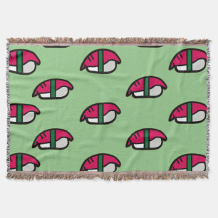 Cartoon Kawaii Sushi, Fischriese & Seetang Throw B Decke
